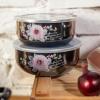 894-334 Иллюзия Георгина Набор эмал. салатников с крышками, 6пр. (14/16/18см, 0,7/1,1/1,4л), черн.перлам. - 3