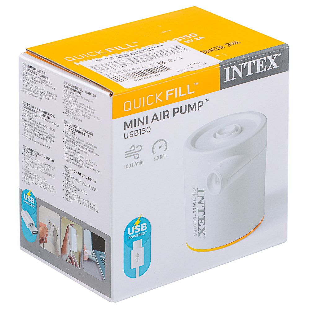 047-061 INTEX Насос электрический, USB 5V, 2A, две насадки, до 150 л/мин, 66616