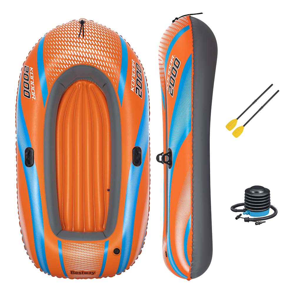 034-008 BESTWAY Рафт KONDOR  2000 в комплекте, весла, ножной насос, 185x97см, 61142