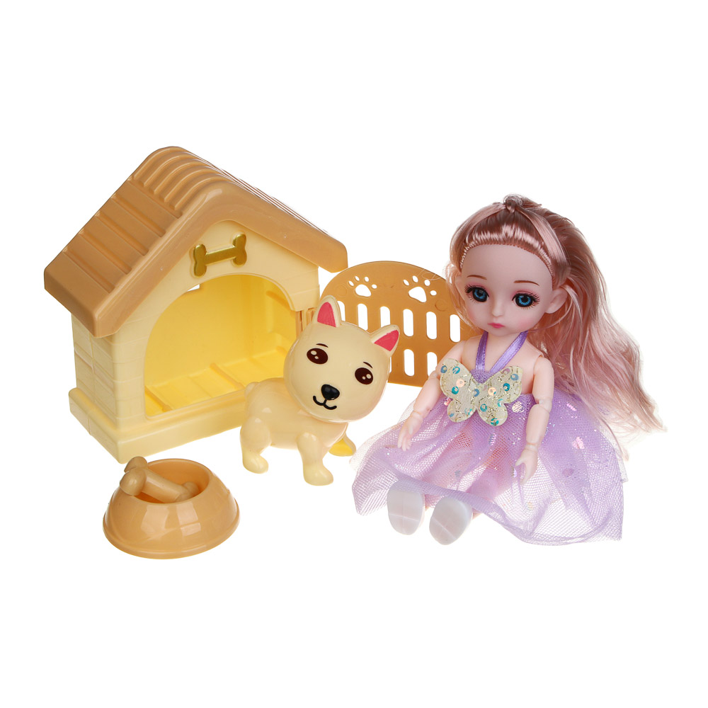 436-149 ИГРОЛЕНД Кукла шарнирная 15 см с аксессуарами, PP, ABS, PVC, 22х5,5х20 см, 4 дизайна