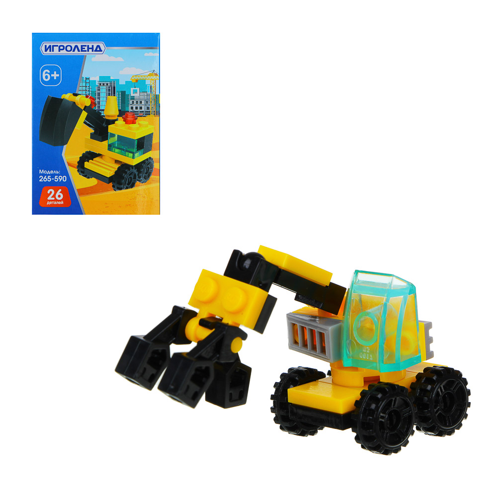 265-590 ИГРОЛЕНД Конструктор Спецтехника, серия "Город", 25 дет, 10х7х4см, 8 дизайнов