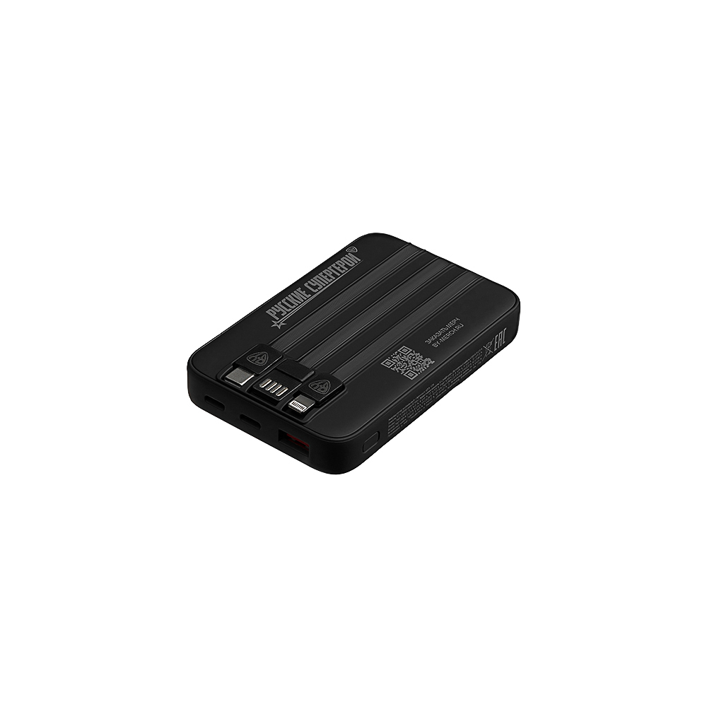 031-174 BY Герои Аккумулятор мобильный Small Светящийся 10000мАч,USB-A,USB-C,встр.каб.,QC,PD,22.5W,чёрный