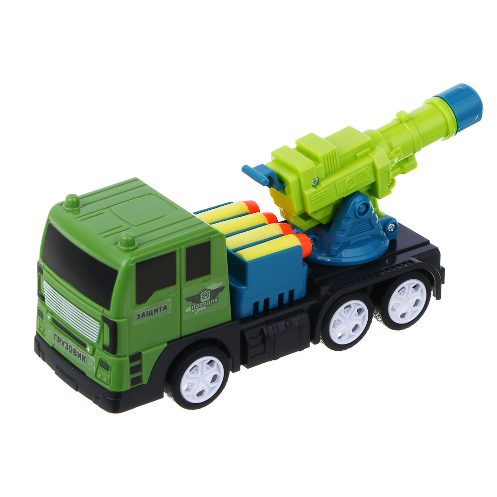 292-415 ИГРОЛЕНД Грузовик инерционный, стреляет мягкими пулями, ABS, 19x10.5x7.5см, 2 диз.
