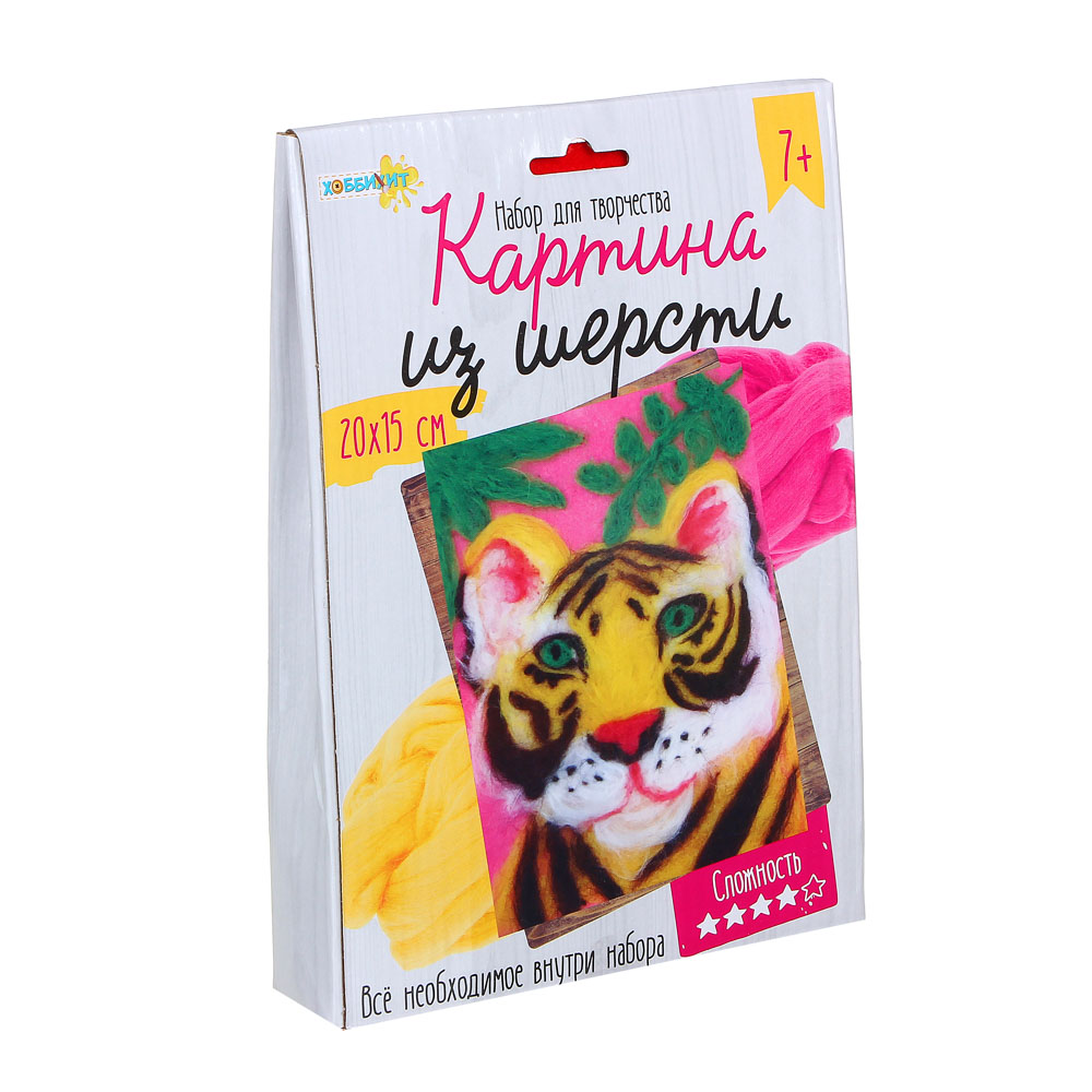 283-115 ХОББИХИТ Набор для творчества "Картина из шерсти", фетр, шерсть, пластик, 15х20см