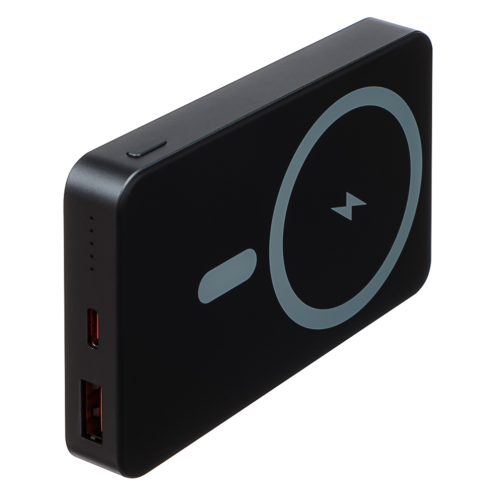 031-160 BY Аккумулятор мобильный, 10000 мАч, с беспр.зарядкой, MAG, 1xUSB-A, 1xUSB-C, 20W, 3A, металл, серый