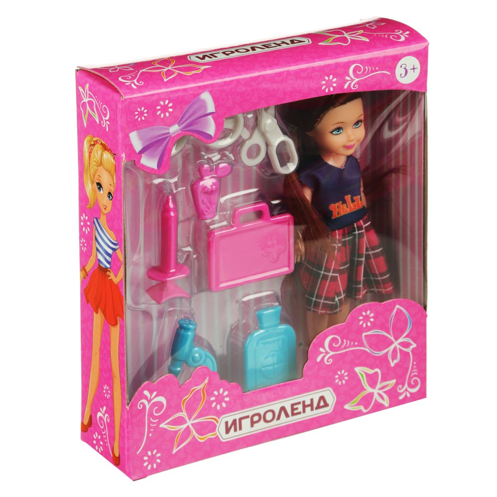 267-731 ИГРОЛЕНД Кукла в виде малышки с аксессуарами, PVC, полиэстер 25х19, 5х10см, 4 дизайна