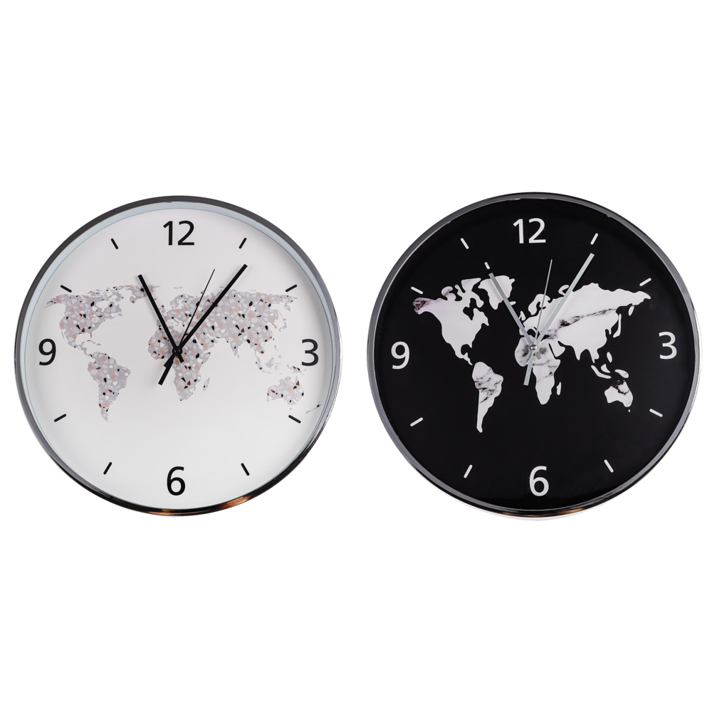 581-145 LADECOR CHRONO Часы настенные с мраморной картой, пластик, 50см, 2 дизайна, ЧН-36