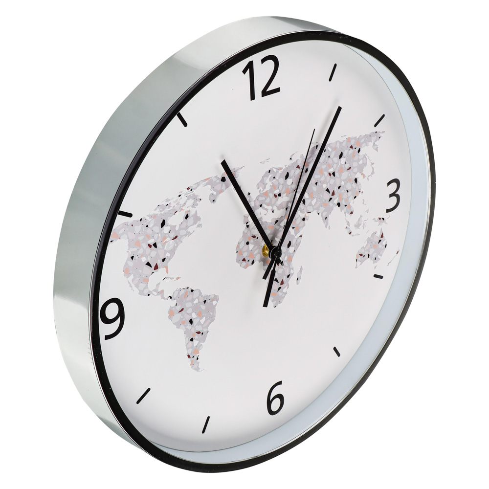 581-145 LADECOR CHRONO Часы настенные с мраморной картой, пластик, 50см, 2 дизайна, ЧН-36