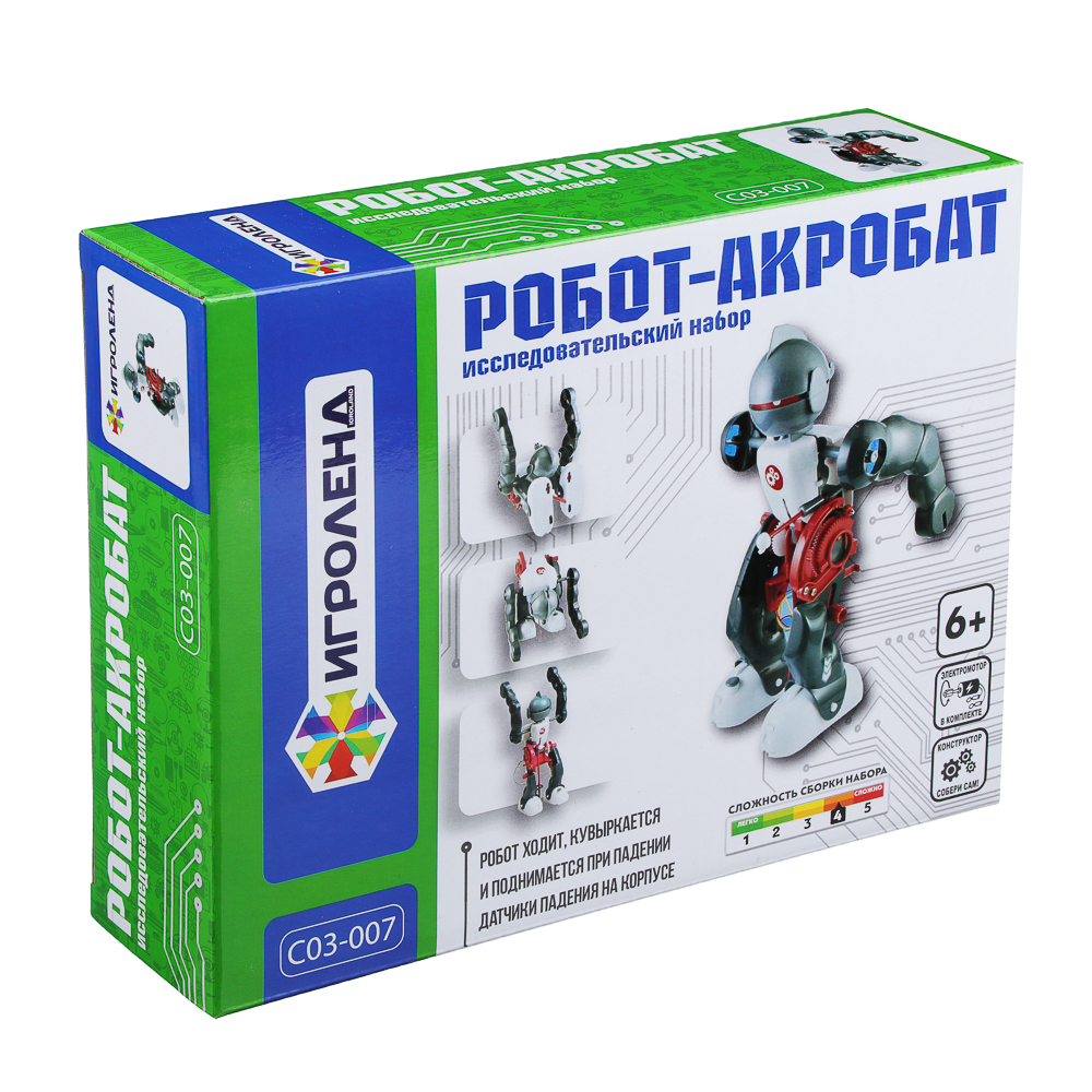 C03-007 ИГРОЛЕНД Конструктор робототехника "Робот-Акробат", ABS, 25,3x19x6,5см